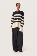 Soaked in Luxury Slselta Striped Pullover Kvinde Night Sky W Sandshell...