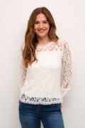 Cream Crkit Lace LS Blouse Kvinde Snow White Langærmede Bluser Str L -...