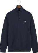 Gant Cotton Textured Half ZIP Mand Evening Blue Sweaters Str XL - hos ...