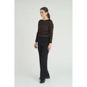 A-VIEW Lana rib Stripe Blouse Kvinde Black/brown Sweaters Str XS - hos...