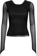 OW Collection Mesha Rhinestone Blouse Kvinde Black Glitter Toppe Str L...