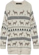 Vero Moda Vmdeers LS Oneck H/L Long Pull. XM Kvinde Birch/w. Brown Len...