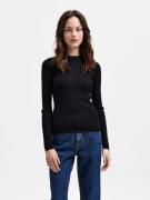 Selected Femme Slflydia NEW RIB LS Knit Oneck B Kvinde Sort Sweaters S...