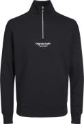 Jack & Jones Jorvesterbro Sweat Quarter ZIP HN S Str L - Sort Sweatshi...