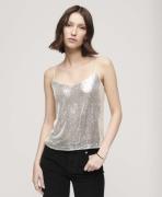 Superdry Sequin Cami Vest TOP Kvinde Silver Sequin Tanktoppe Str 12/M ...