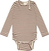 PETIT PIAO Body L/S Modal Striped Str 80 cm - Dark Cherry/dark Langærm...