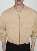 MANGO Bomber Jacket Kvinde Light Beige Overgangsjakker Str S - hos Mag...