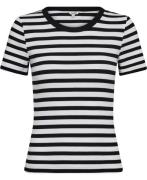 mbyM Otism Kvinde White Black Stripe Toppe Str L - hos Magasin