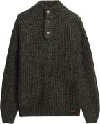 Superdry Chunky Knit Henley Mand Olive Black Twist Sweaters Str L - ho...