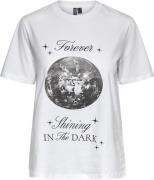 Pieces Pcronda SS Printed Tshirt Kvinde Bright White/forever Shining I...