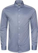 ETON Contemporary Fit Mid Blue Solid Filo Di Scozia Pique Shirt Mand B...