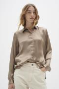 InWear Leonore Shirt Premium 100% Silk Kvinde Desert Taupe Langærmede ...