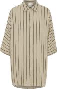 ICHI Iafoxa Striped Beach SH Kvinde Doeskin/black Stripe Langærmede Sk...