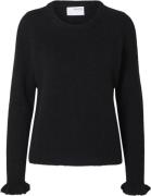 Selected Femme Slflulu LS Wool Knit Frill Cuff Oneck N Kvinde Sort Swe...