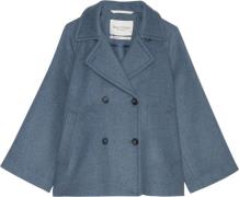 Marc O’Polo Wool Cape, Double Breasted, Lapel c Kvinde Hazy Blue Overg...