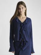 Neo Noir Anika Burnout Blouse Kvinde Navy Langærmede Bluser Str 40 - h...