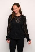 Cream Crtiley Lace Blouse Kvinde Pitch Black Langærmede Bluser Str 44 ...