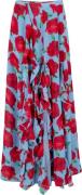 Cras Georgiacras Skirt Kvinde Blue Roses Maxi Nederdele Str 40 - hos M...