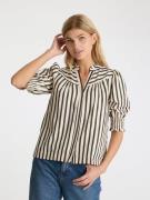 Neo Noir Diana Contrast Stripe Blouse Kvinde Creme Kortærmede Bluser S...