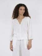 Neo Noir Sarla Soft Linen Blouse Kvinde White Langærmede Bluser Str 40...