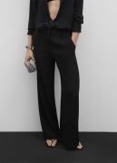 MANGO Pleated Straight Trousers Kvinde Black Bukser Str 40 - hos Magas...