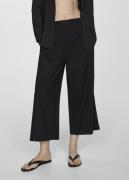 MANGO Wideleg Linen Trousers Kvinde Black Bukser Med Brede Ben Str L -...