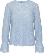 YAS Yasperla LS Lace TOP S. Noos Kvinde Clear Sky Langærmede Bluser St...