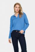 Saint Tropez Milasz Polo Pullover Kvinde Dutch Blue Melange Langærmede...