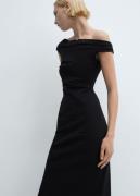 MANGO Offthe-shoulder Draped Dress Kvinde Black Midi Kjoler Str L - ho...