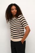 Kaffe Kamilo Short Sleeve Knit Kvinde Smoke Gray/black Deep Stripe Kor...