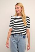 Kaffe Kamilo Short Sleeve Knit Kvinde Chalk/black Deep Stripe Kortærme...