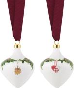 Royal Copenhagen Stjerne Riflet Jul Ornament sæt, 8,5 cm. , 2 stk. Mul...