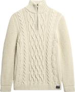 Superdry Jacob Cable Knit Half ZIP Mand Ecru Turtlenecks Str L - hos M...