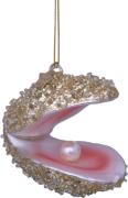 Vondels Ornament Glas Champagnefarvet Glitter Østers H7cm Champagne - ...