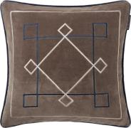 Lexington Graphic Embroidered Organic Velvet Pillow Cover Brown/lt Bei...