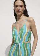 MANGO Printed Draped Jumps0uit With Slits Kvinde Green Buksedragter St...