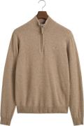 Gant Superfine Lambswool Half ZIP Mand Dk. Sand Melange Turtlenecks St...