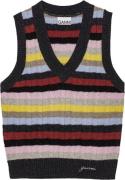 Ganni Logo Wool Mix Vest Kvinde Multicolour Strikveste Str L - hos Mag...