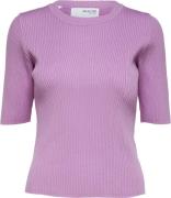 Selected Femme Slfmala 2/4 Knit Oneck Noos Kvinde Cyclamen Kortærmet S...