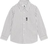 Wood Wood Oli Junior Striped Shirt Gots Str 9-10y - Steel Grey Skjorte...