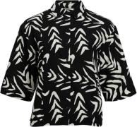 Object Objemira L/S Shirt 131 Kvinde Black/white Sand Kortærmede Skjor...