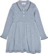 Copenhagen Colors Merino Polo Dress Str 128 Merino - Dusty Blue/natur ...