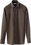 ETON Contemporary Fit Dark Brown Herringbone Wrinkle Free Flannel Shir...