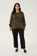 Kaffe Curve Kcvilma Knit Pullover Kvinde Brown/black Animal Pattern La...