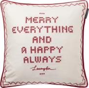 Lexington Happy Always Pudebetræk Snow White/red Str 50x50 - Pudebetræ...