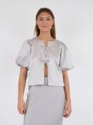 Neo Noir Aska Dull Satin Blouse Kvinde Light Grey Langærmede Bluser St...