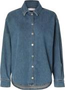 Selected Femme Slfemma LS Aqua Blue Denim Shirt Kvinde Blå Skjorter St...