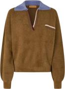 Stine Goya Knit Polo, 2326 Fluffy Knit Kvinde Partridge Brown Toppe St...