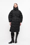 Ganni Tech Seersucker Puffer Coat Kvinde Black Overgangsjakker Str S/M...