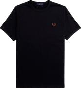 Fred Perry M3519 Mand Black/whisky Brown Kortærmede T-shirts Str L - B...